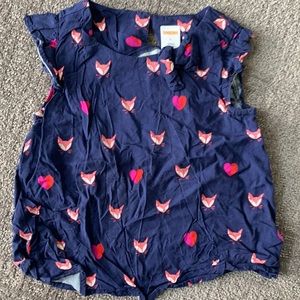 Navy Gymboree Fox Heart print blouse size 5